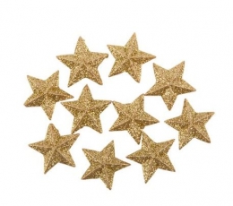 Klijuojamos 3D dekoracijos "Auksinės žvaigždutės" (10 vnt./2,5 cm)