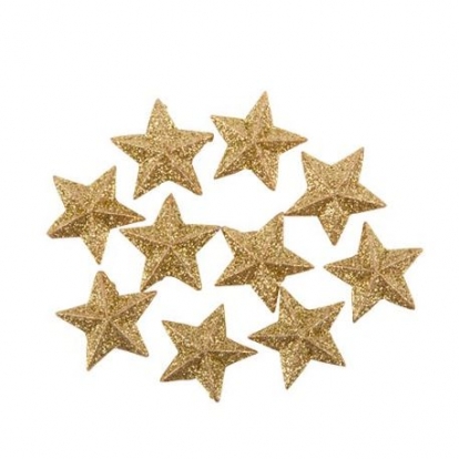 Klijuojamos 3D dekoracijos "Auksinės žvaigždutės" (10 vnt./2,5 cm)