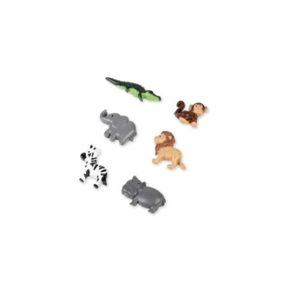Klijuojamos 3D dekoracijos "Džiunglių gyvūnai" (6 vnt./ 3,5 cm)
