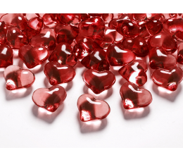 Konfeti kristaliukai "Raudonos širdelės" (30 vnt./21 mm)