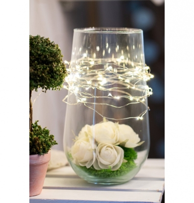 LED girlianda, šiltai balta (50 mini lempučių/5 m)