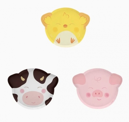 Lėkštučių rinkinys "Fermos gyvūnai-2" (6 vnt./20x25 cm)