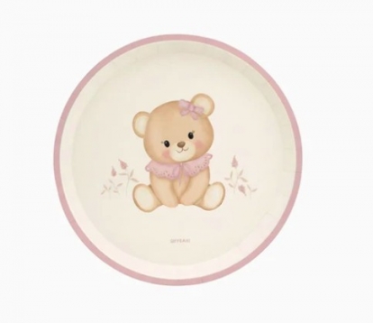 Lėkštutės "Rausvas meškutis" (6 vnt./17 cm)