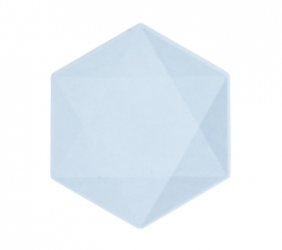 Lėkštutės, šešiakampės melsvos (6 vnt./20x18 cm)