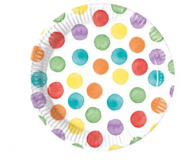 Lėkštutės "Spalvoti taškeliai" (8 vnt./20 cm)