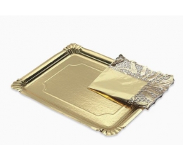 Padėklas užkandžiams su servetėle, auksinis (25x34 cm)