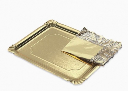 Padėklas užkandžiams su servetėle, auksinis (25x34 cm)