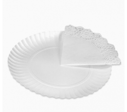 Padėklas užkandžiams su servetėle, baltas (30 cm)