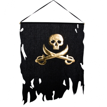 Piratų vėliava, juodai su auksu (58x77 cm)