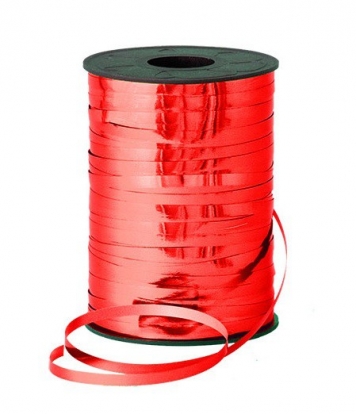Plastikinė juostelė, metalizuota raudona (5 mm. X 250 m.)