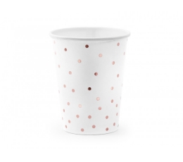 Puodeliai, balti su rožinio aukso taškeliais (6 vnt./260 ml)