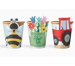 Puodeliai su dekoracijomis "Fermos gyvūnai" (6 vnt./270 ml)