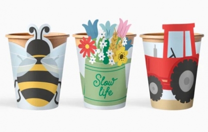 Puodeliai su dekoracijomis "Fermos gyvūnai" (6 vnt./270 ml)