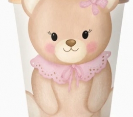 Puodeliai su dekoracijomis "Rausvas meškutis" (6 vnt./270 ml)