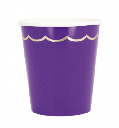 Puodeliai, violetiniai su auksu (8 vnt./200 ml)