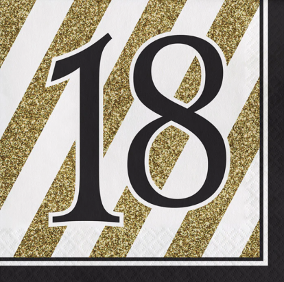 Servetėlės "18", auksinės-juodos (16 vnt.)