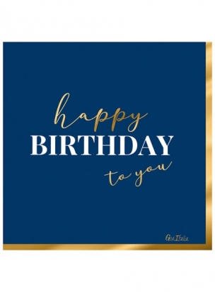Servetėlės "Happy Birthday", melsvos (16 vnt.) 