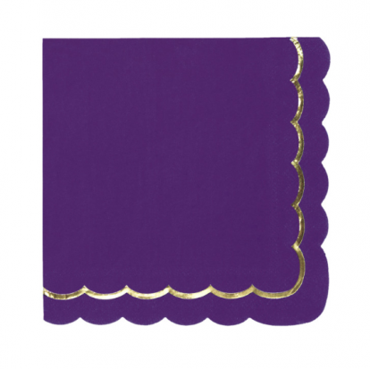 Servetėlės, violetinės su auksu (16 vnt.)