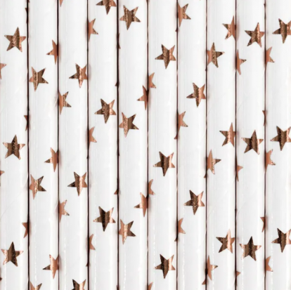 Šiaudeliai "Rožinio aukso žvaigždutės" (10 vnt.)