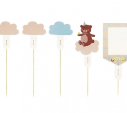 Smeigtukai-dekoracijos "Meškučio gimtadienis" (5 vnt.)