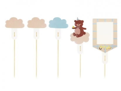 Smeigtukai-dekoracijos "Meškučio gimtadienis" (5 vnt.)