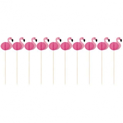 Smeigtukai-dekoracijos "Rožiniai flamingai" (10 vnt.)	