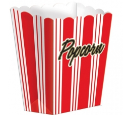Spragėsių dėžutės / raudonos "Popcorn" (8 vnt./9.5x13.3x3.8 cm.)