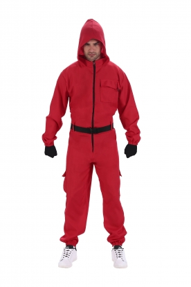 Squid game prižiūrėtojo kostiumas (152 cm), raudonas