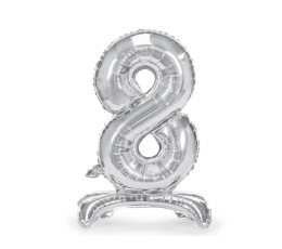 Stovintis balionas "8", sidabrinis (70 cm)