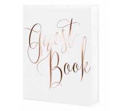 Svečių-palinkėjimų knyga "Guest Book", balta-rožinio aukso
