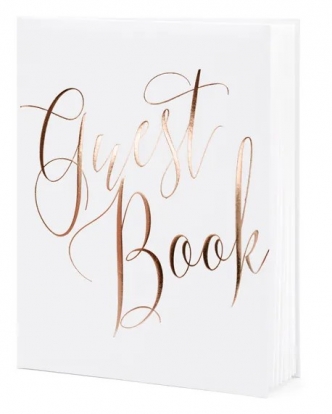 Svečių-palinkėjimų knyga "Guest Book", balta-rožinio aukso