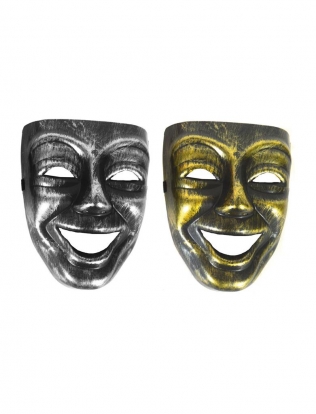 Teatro kaukė "Komedija" (sidabrinė/auksinė) 