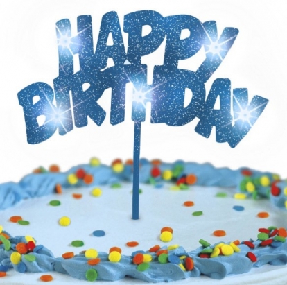 Torto dekoracija "Happy birthday" mėlyna (1 vnt.)