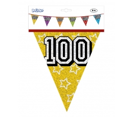 Vėliavėlių girlianda "100", įvairiaspalvė (8 m.)