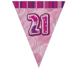 Vėliavėlių girlianda "21", rožinė (3.6 m.)