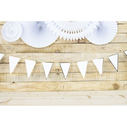 Vėliavėlių girlianda, balta su auksu (3 m)