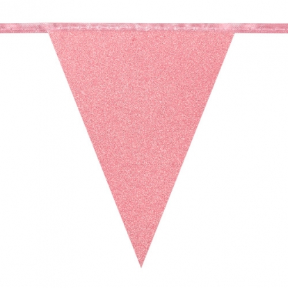 Vėliavėlių girlianda, rožinio aukso blizgi (6 m)