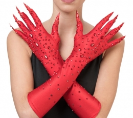 Velnio pirštinės su nagais, raudonos