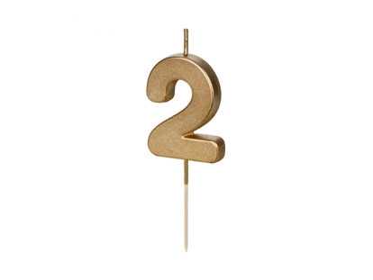 Žvakutė "2", auksinė (4,5 cm)