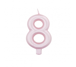 Žvakutė "8", rausva perlamutrinė  (7 cm)