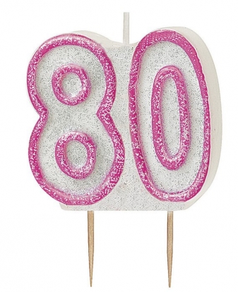 Žvakutė "80" rožinė (1 vnt./5.5 cm)