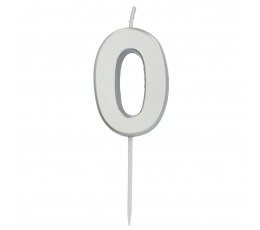Žvakutė-smeigtukas "0", sidabrinė