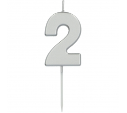 Žvakutė-smeigtukas "2", sidabrinė