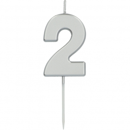 Žvakutė-smeigtukas "2", sidabrinė