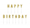 Žvakutės-smeigtukai "Happy Birthday", auksinės