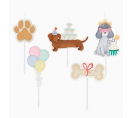 Žvakutės-smeigtukai "Šuniukų gimtadienis" (5 vnt.)