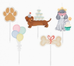 Žvakutės-smeigtukai "Šuniukų gimtadienis" (5 vnt.)