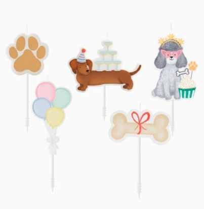 Žvakutės-smeigtukai "Šuniukų gimtadienis" (5 vnt.)