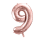  Fooliumist õhupall number "9", roosalas kuldne (85 cm)