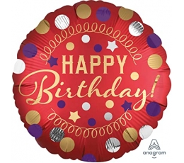 Fooliumist õhupall "Happy Birthday Dots" (45 cm)